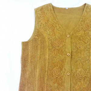 80s VINTAGE GOLD EMBROIDERED WAISTCOAT - XL