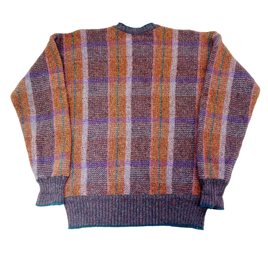 VINTAGE SCOTTISH TARTAN KNIT SWEATER - L