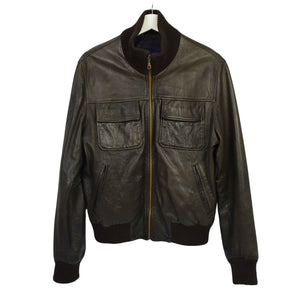VINTAGE BROWN LEATHER BOMBER - S