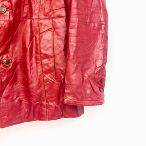 VINTAGE CHERRY RED LEATHER JACKET - M