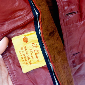 VINTAGE CHERRY RED LEATHER JACKET - M