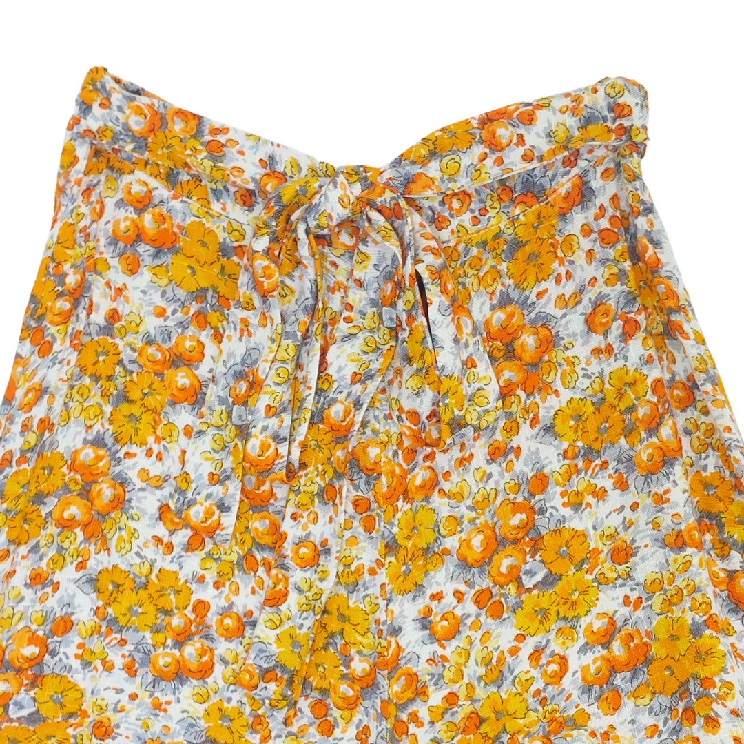 VINTAGE MUSTARD FLORAL MAXI SKIRT- XS