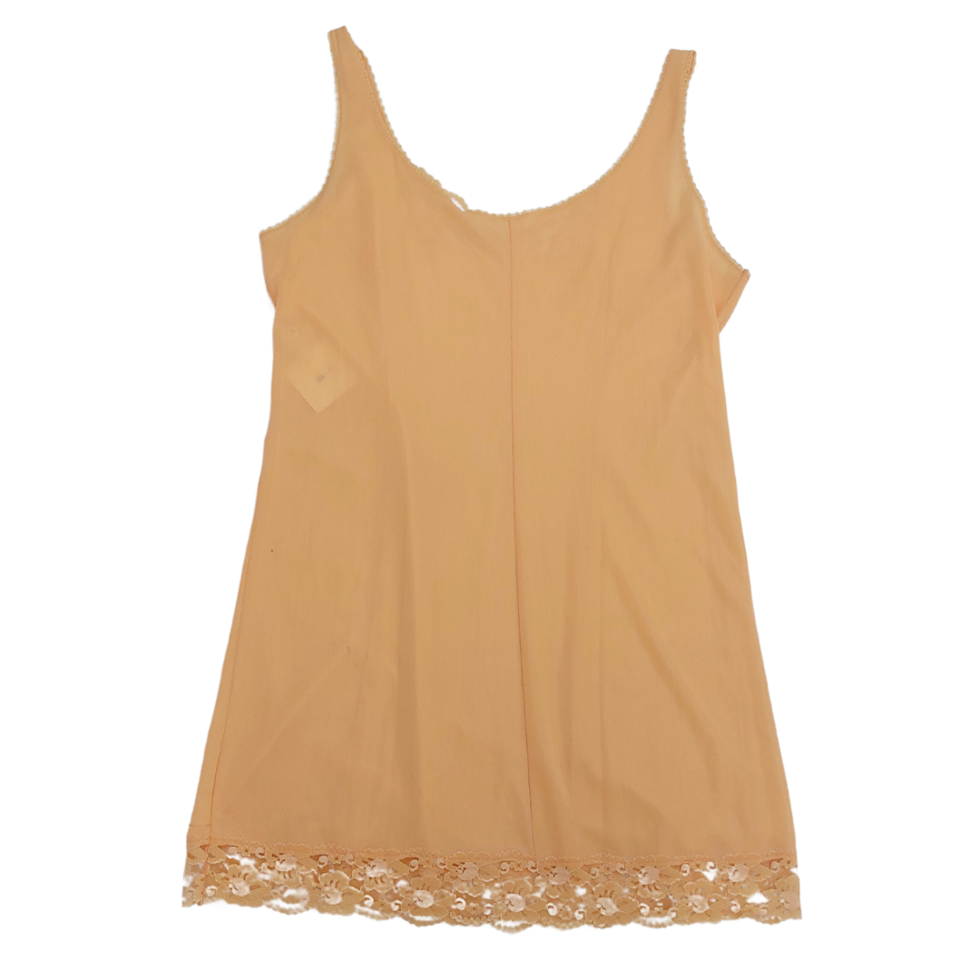 VINTAGE PEACH LACE SLIP DRESS - UK14