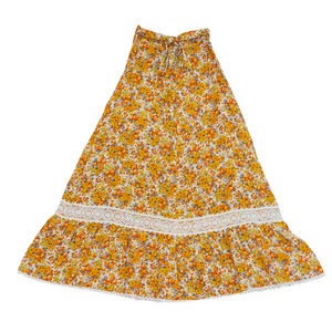 VINTAGE MUSTARD FLORAL MAXI SKIRT- XS