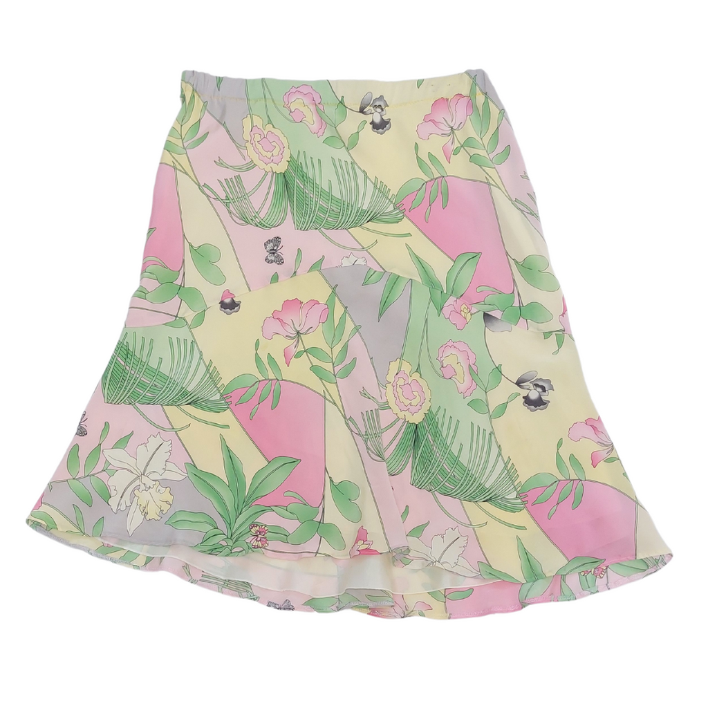 VINTAGE PINK PASTEL FLORAL SKIRT - UK14/16