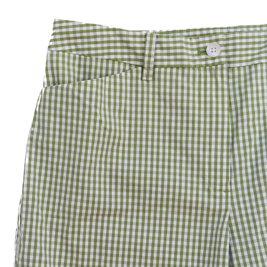 PASTEL GREEN GINGHAM SHORTS - UK14