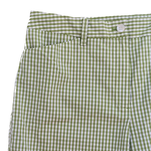 PASTEL GREEN GINGHAM SHORTS - UK14