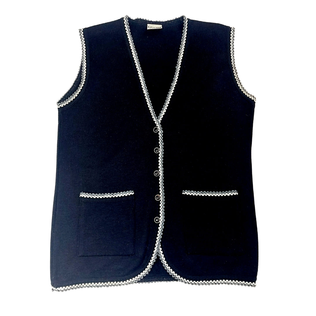 VINTAGE BLACK KNIT SWEATERVEST - L