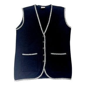 VINTAGE BLACK KNIT SWEATERVEST - L