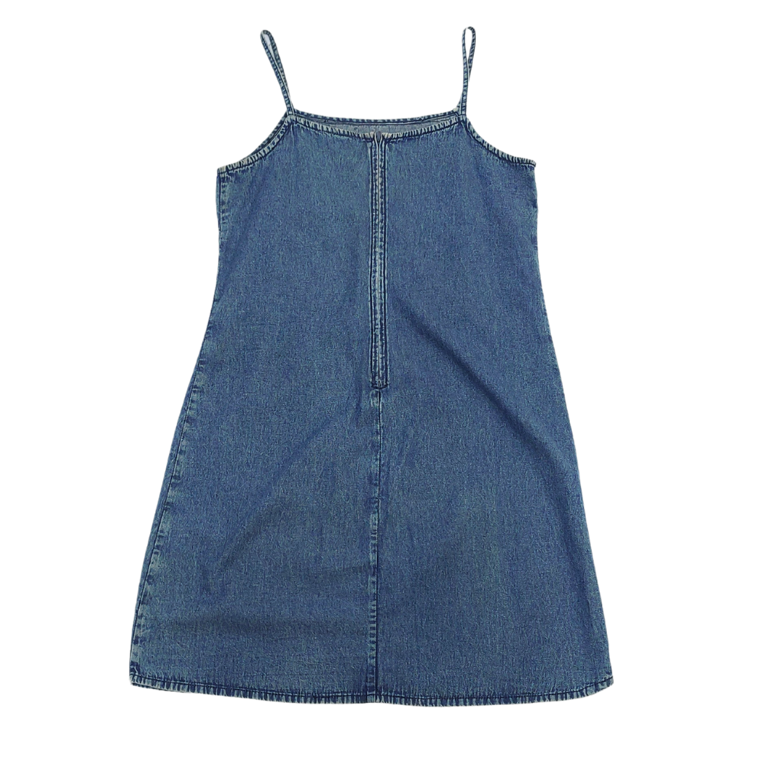 VINTAGE PUKA SHELL DENIM DRESS - UK14/16