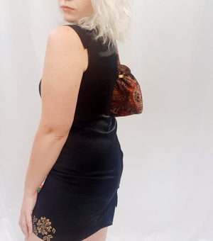 BLACK DRESS WITH GOLD EMBROIDERY-UK14