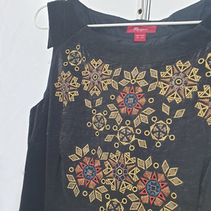 BLACK DRESS WITH GOLD EMBROIDERY-UK14