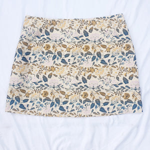 CREAM FLORAL MINI SKIRT-UK16