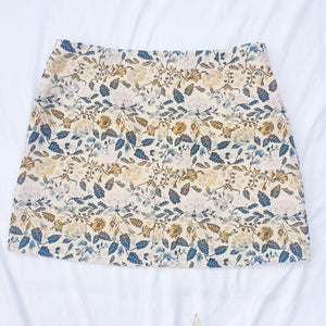 CREAM FLORAL MINI SKIRT-UK16