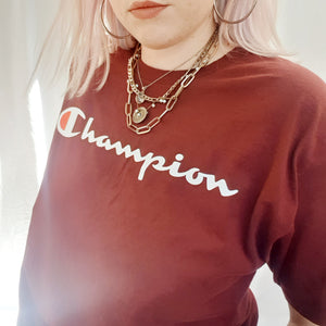 VINTAGE MAROON CHAMPION T-SHIRT-XL