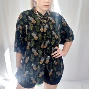 VINTAGE BLACK PINEAPPLE SHIRT-XXXL