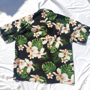 VINTAGE BLACK HAWAIIAN PRINT SHIRT-XL