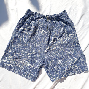 VINTAGE BLUE AZTEC SHORTS-UK12