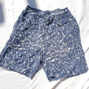 VINTAGE BLUE AZTEC SHORTS-UK12