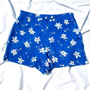 VINTAGE BLUE BOHO FLORAL SHORTS-UK12