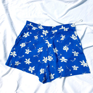 VINTAGE BLUE BOHO FLORAL SHORTS-UK12