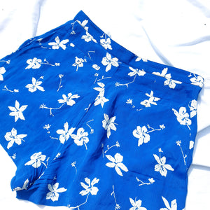 VINTAGE BLUE BOHO FLORAL SHORTS-UK12