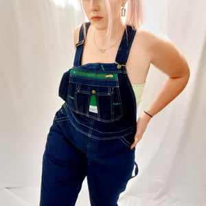 VINTAGE DARK BLUE DUNGAREES-UK 16