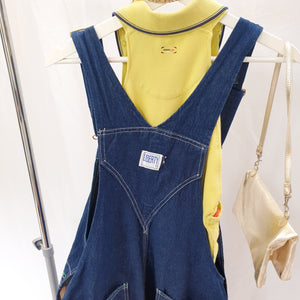 VINTAGE DARK BLUE DUNGAREES-UK 16