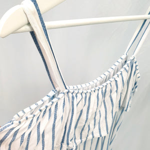 WHITE SUMMER DRESS WITH BLUE STRIPE-S