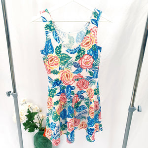 TROPICAL FLORAL PRINT DRESS- UK12