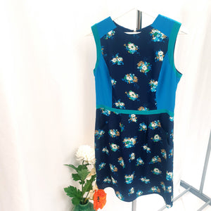 NAVY BLUE FLORAL DRESS-UK12