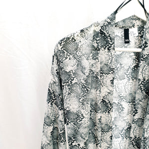 GREY SNAKE PRINT SHEER TOP