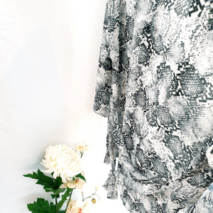 GREY SNAKE PRINT SHEER TOP