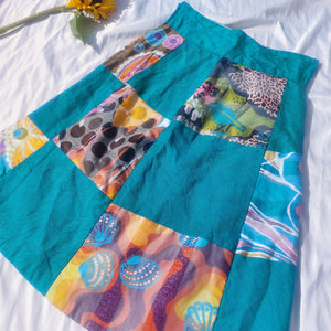 VINTAGE TURQUOISE BEACH SKIRT -UK4