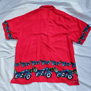 VINTAGE RED MOTORCYCLE SHIRT - L