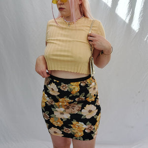 VINTAGE PEACH FLORAL PRINT SKIRT - 14