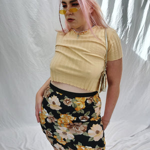 VINTAGE PEACH FLORAL PRINT SKIRT - 14