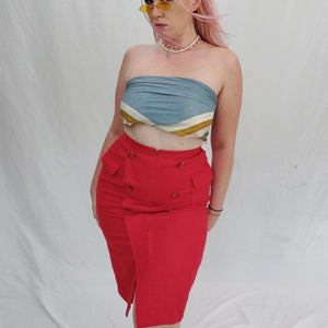 ITALIAN VINTAGE RED PENCIL SKIRT-14