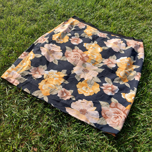 VINTAGE PEACH FLORAL PRINT SKIRT - 14