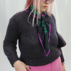 VINTAGE NAVY MULTICOLOUR KNIT JUMPER- M