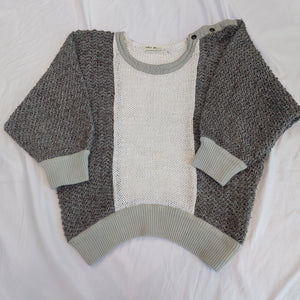 VINTAGE GREY AND WHITE KNIT JUMPER- M