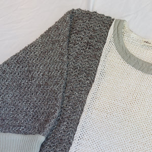 VINTAGE GREY AND WHITE KNIT JUMPER- M