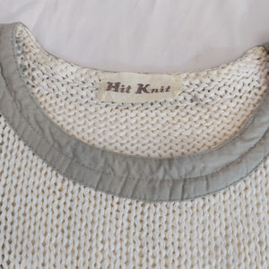 VINTAGE GREY AND WHITE KNIT JUMPER- M