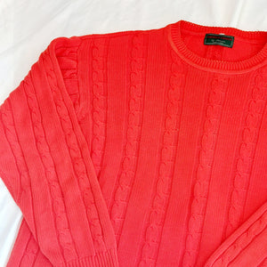 ITALIAN VINTAGE RED CABLE KNIT JUMPER-L