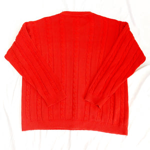 ITALIAN VINTAGE RED CABLE KNIT JUMPER-L
