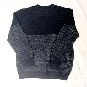 VINTAGE BLACK AND GREY CHUNKY KNIT JUMPER - L