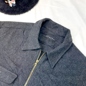 VINTAGE GREY WOOL JACKET - S