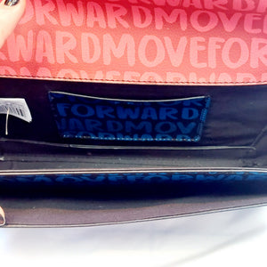 RED TEXT SHOULDER BAG