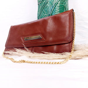 VINTAGE BROWN LEATHER CLUTCH