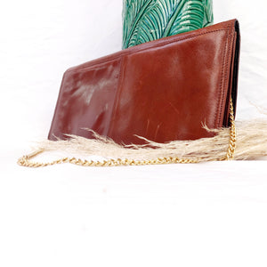 VINTAGE BROWN LEATHER CLUTCH